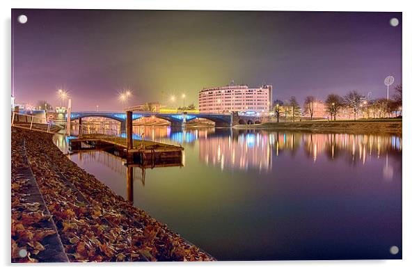 Embankment by Night Acrylic by Alex Clark
