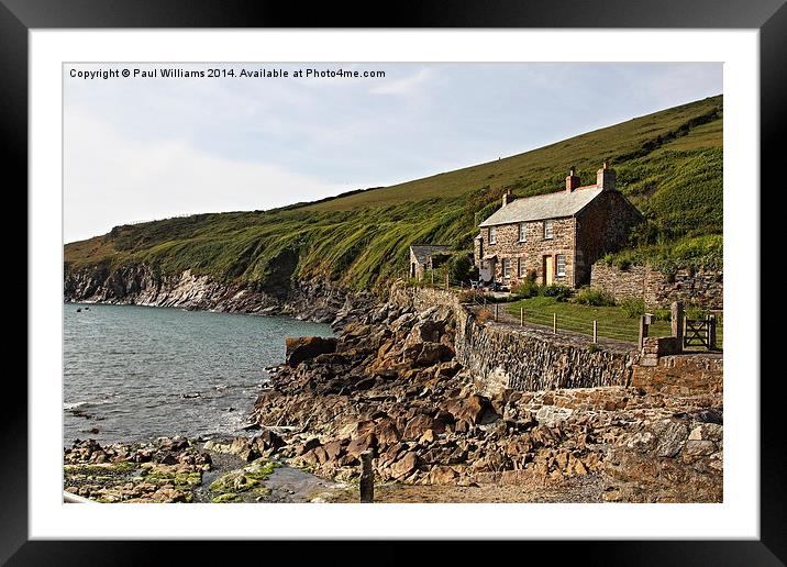  Cottages in a Cornish Sea Inlet Framed Mounted Print by Paul Williams