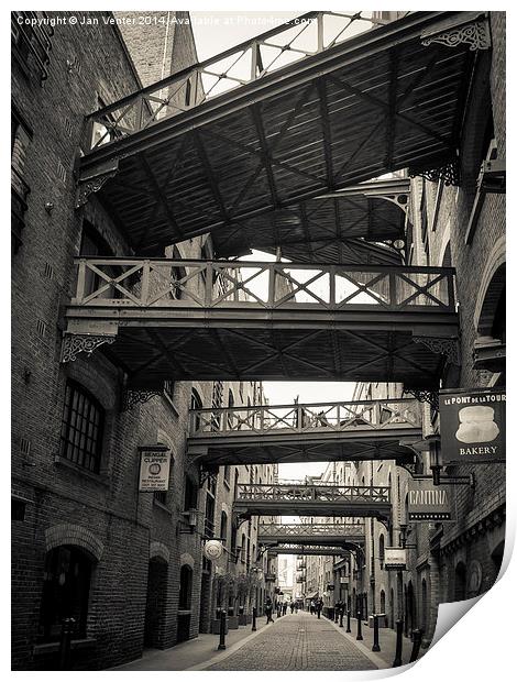 Bridges over Shad Thames  Print by Jan Venter