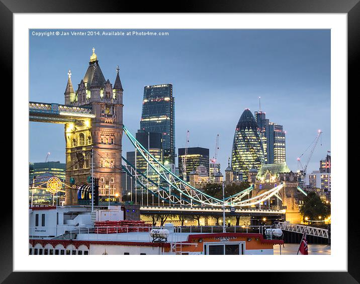  Tower Bridge and the City Framed Mounted Print by Jan Venter