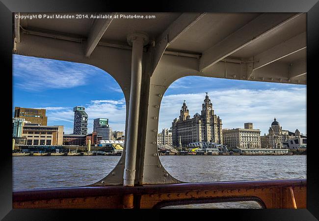 Liverpool waterfront from the Mersey Ferry Framed Print by Paul Madden