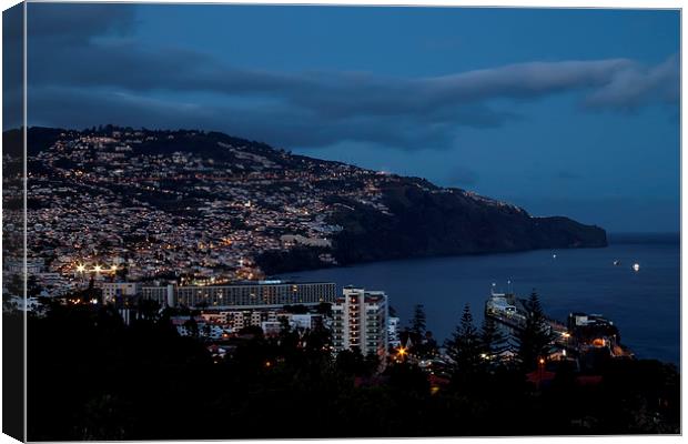 Funchal At Night Canvas Print by Roger Green