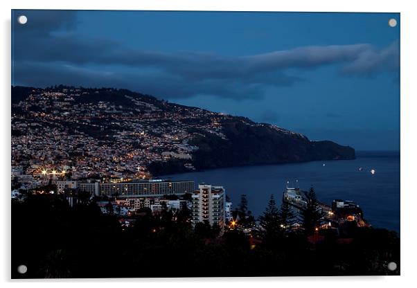 Funchal At Night Acrylic by Roger Green