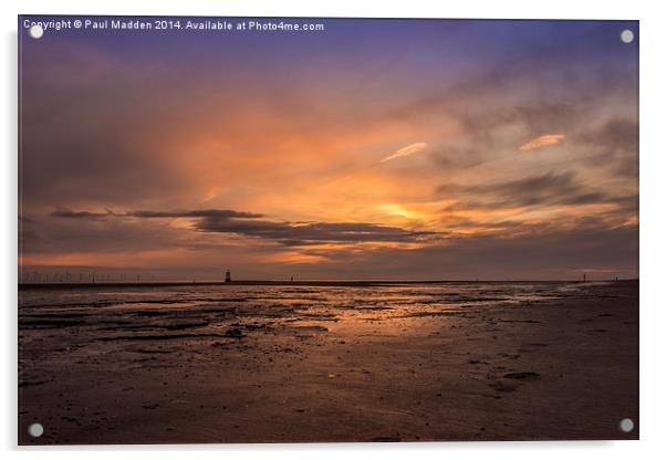 Crosby Beach after sunset Acrylic by Paul Madden