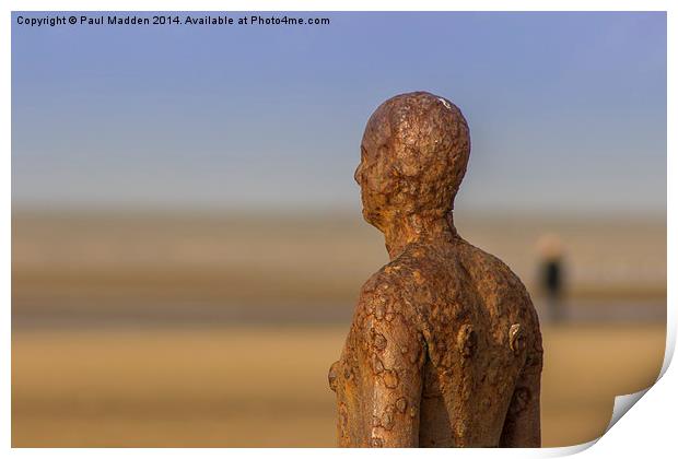 Iron man of Crosby Beach Print by Paul Madden