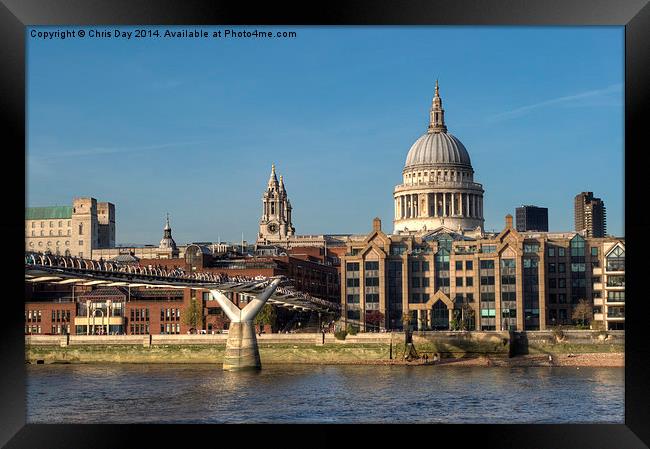 Millennium Bridge and St Pauls Framed Print by Chris Day