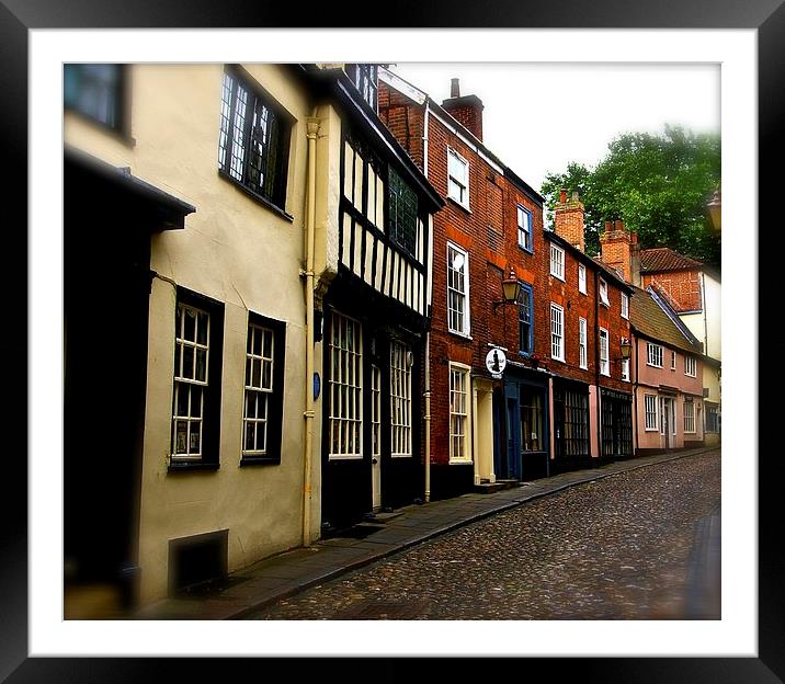  Cobbled St, Norwich Framed Mounted Print by Gordon Holmes