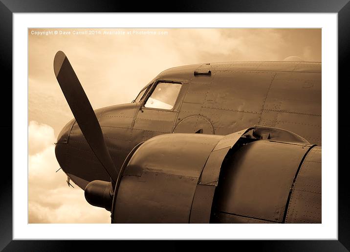  Mono picture of a Douglas DC-3 Aircraft Framed Mounted Print by Dave Carroll