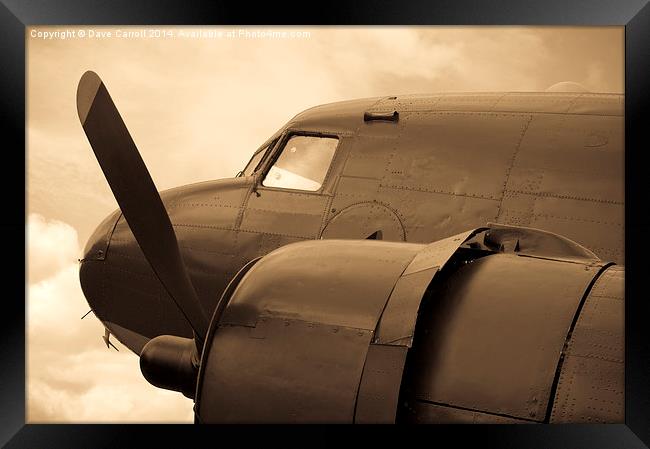  Mono picture of a Douglas DC-3 Aircraft Framed Print by Dave Carroll