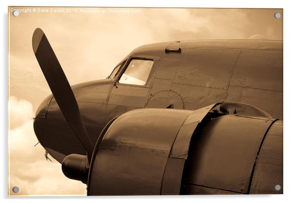  Mono picture of a Douglas DC-3 Aircraft Acrylic by Dave Carroll