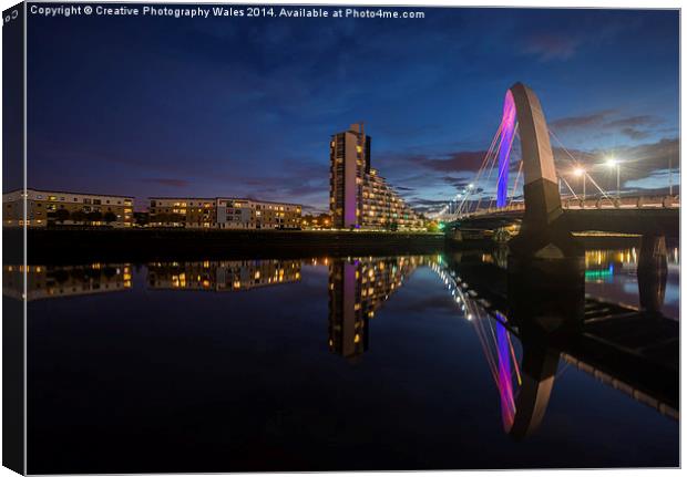  Squinty Bridge night-time cityscape Canvas Print by Creative Photography Wales