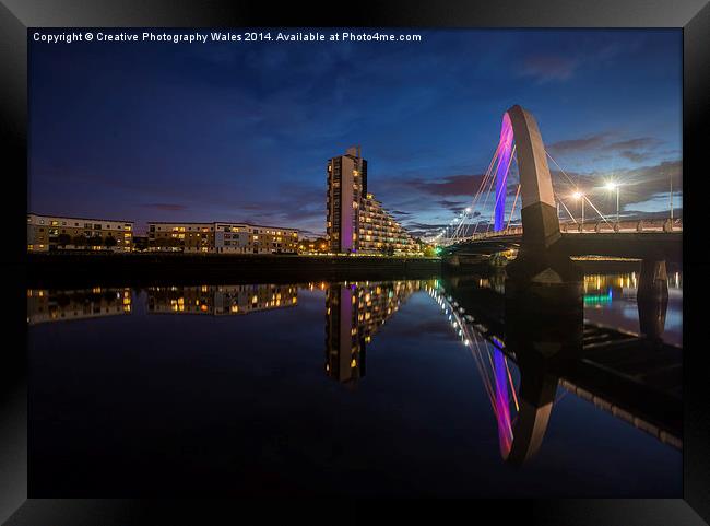  Squinty Bridge night-time cityscape Framed Print by Creative Photography Wales