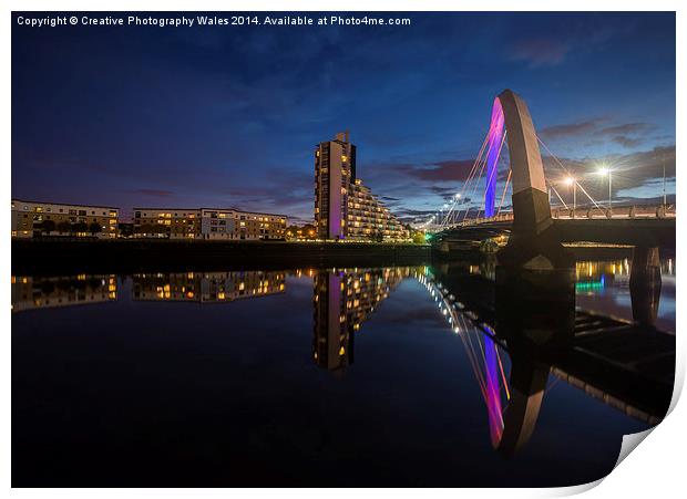  Squinty Bridge night-time cityscape Print by Creative Photography Wales