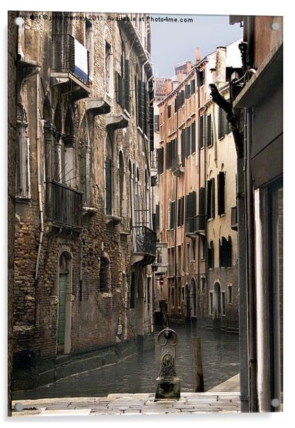 Inside Venice - Tall buildings dwarf a Venetian Ca Acrylic by john hartley
