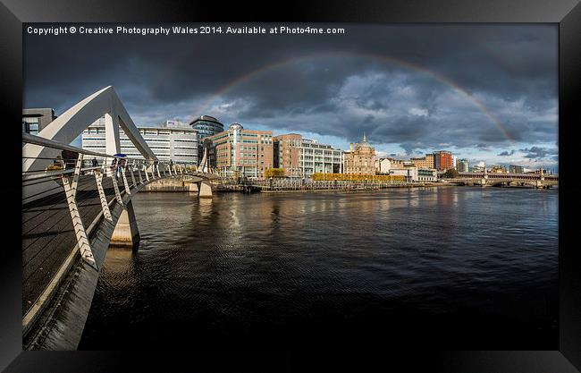 Squiggly Bridge Rainbow Framed Print by Creative Photography Wales