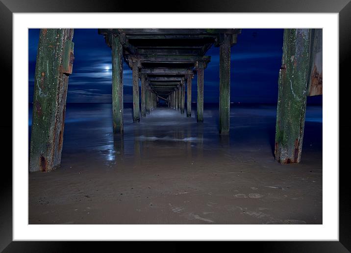  Under the pier at night Framed Mounted Print by Paul Nichols