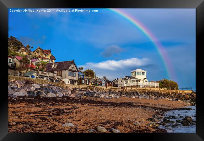 The Lighthouse Rainbow Framed Print by Wight Landscapes