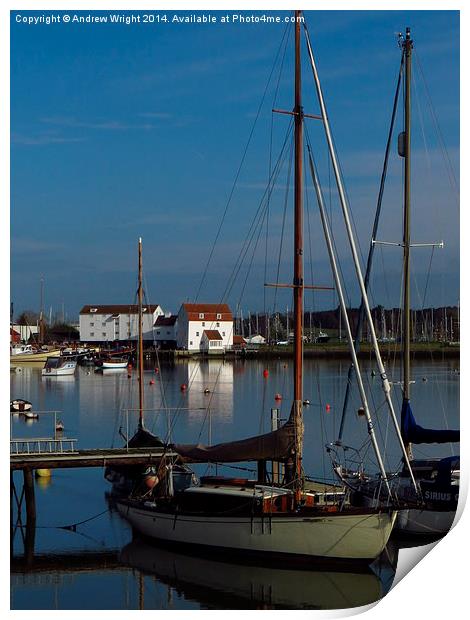  Yachts On The River Deben Print by Andrew Wright
