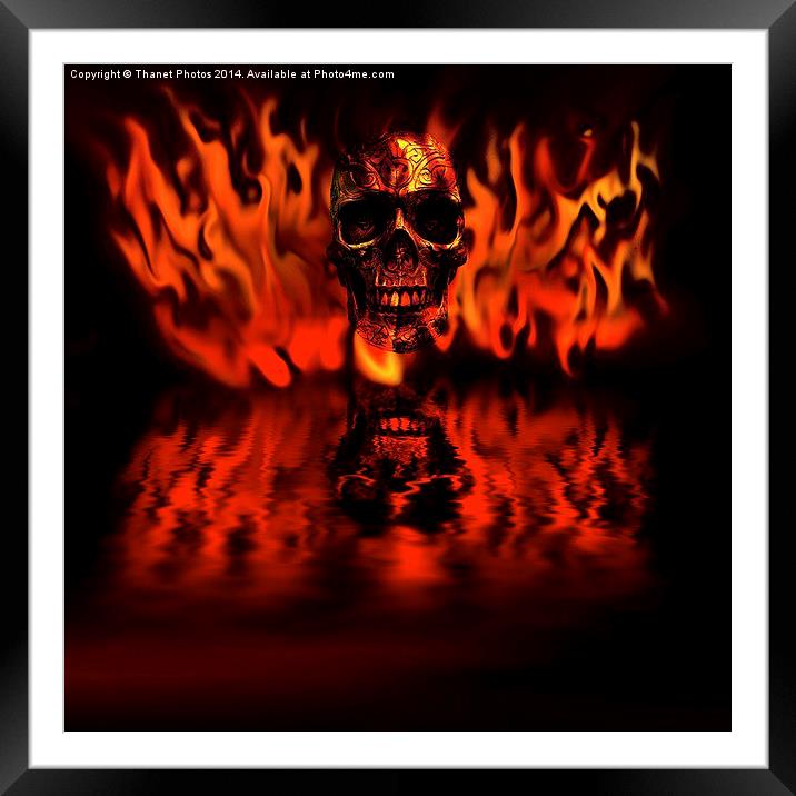  Skull in flames Framed Mounted Print by Thanet Photos