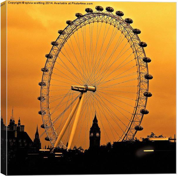  The London Eye and Big Ben Canvas Print by sylvia scotting