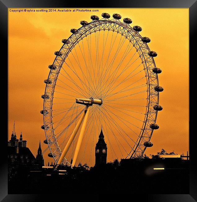  The London Eye and Big Ben Framed Print by sylvia scotting
