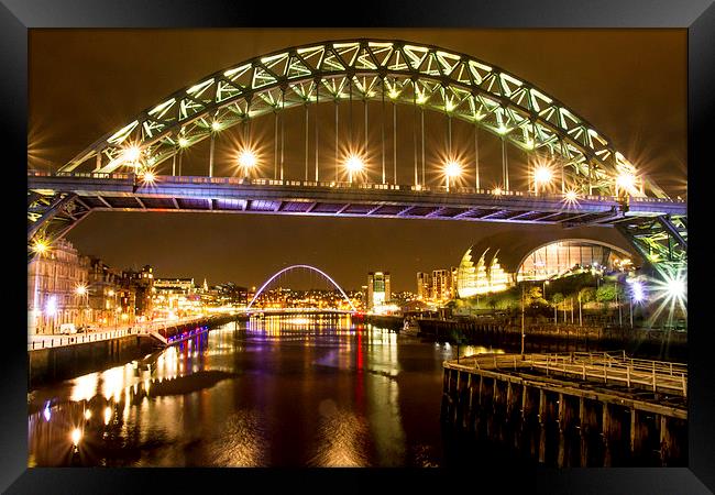 Bright Lights of the Quayside Framed Print by Helen Holmes