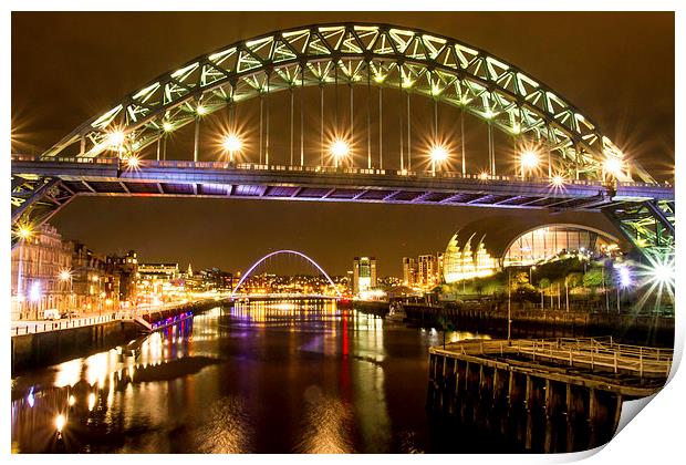 Bright Lights of the Quayside Print by Helen Holmes