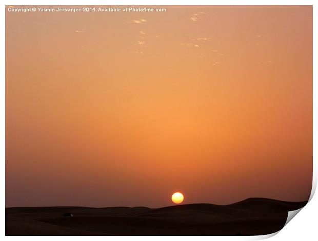  Desert sunset Print by Yasmin Jeevanjee