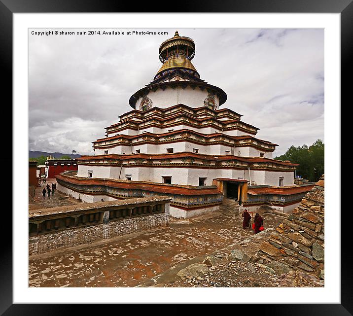 The Kumbum Stupa Framed Mounted Print by Sharon Cain
