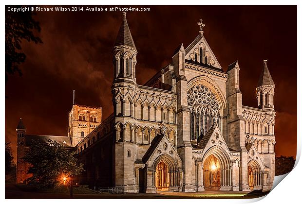 St Albans Cathdral, 10pm Print by Richard Wilson