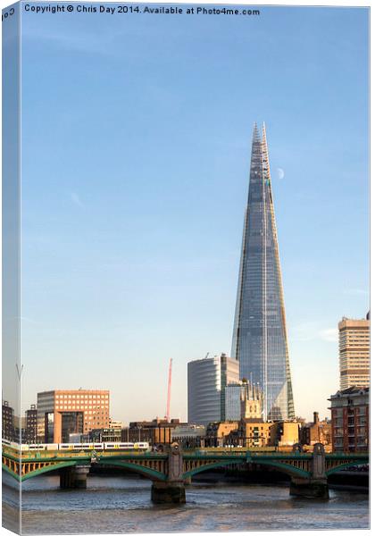 The Shard and Moon Canvas Print by Chris Day