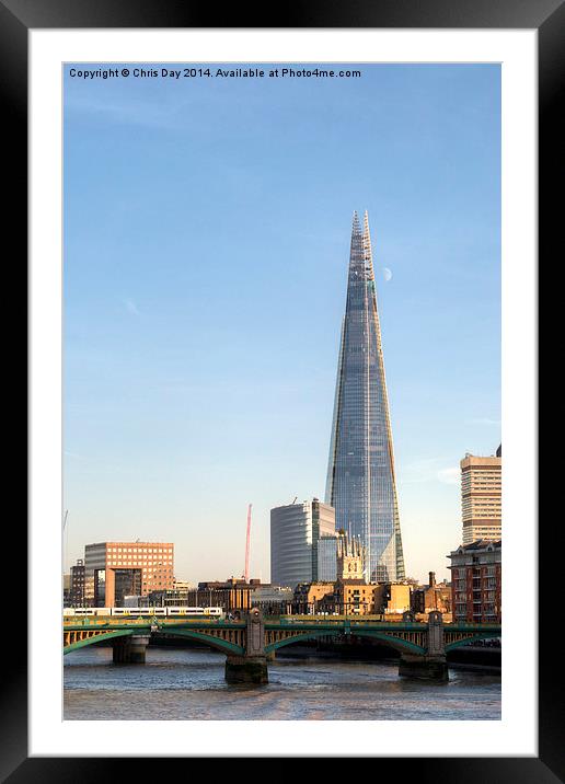 The Shard and Moon Framed Mounted Print by Chris Day