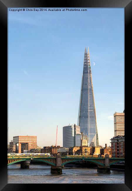 The Shard and Moon Framed Print by Chris Day