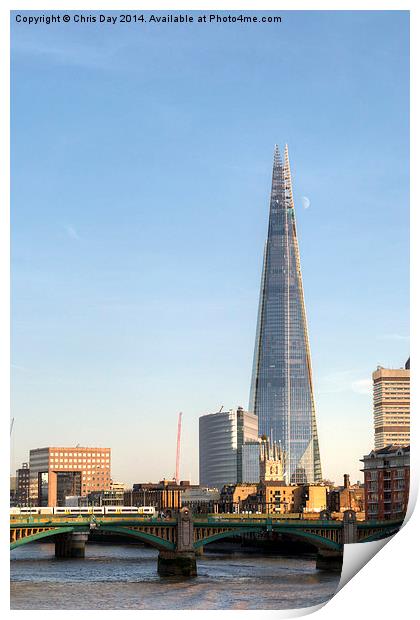 The Shard and Moon Print by Chris Day