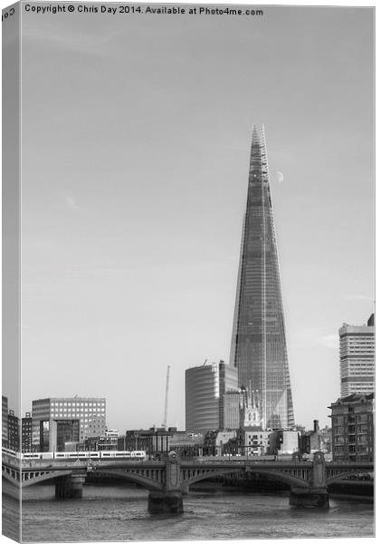 The Shard and Moon Canvas Print by Chris Day