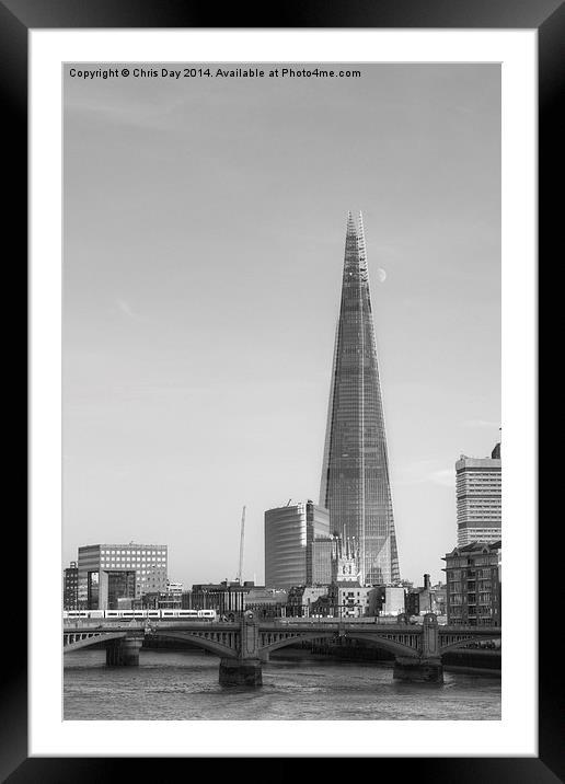 The Shard and Moon Framed Mounted Print by Chris Day
