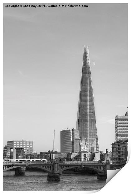 The Shard and Moon Print by Chris Day