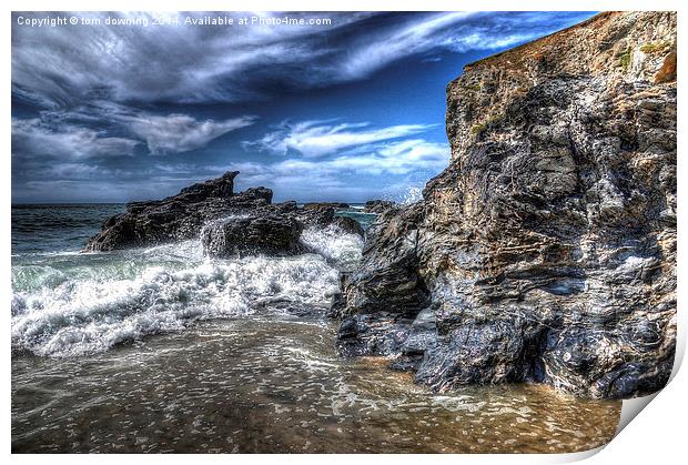  The Sea and Rocks Print by tom downing