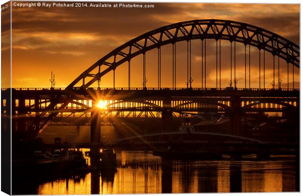  Sun Setting at Newcastle Canvas Print by Ray Pritchard