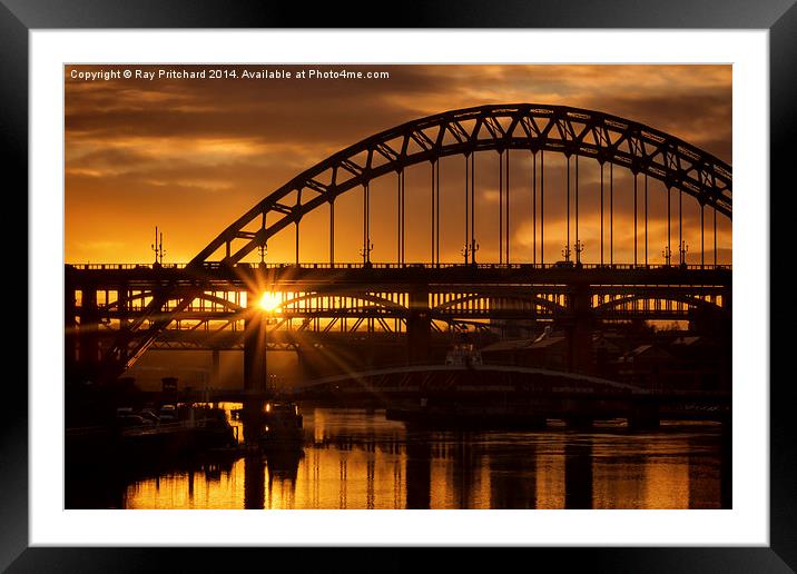  Sun Setting at Newcastle Framed Mounted Print by Ray Pritchard