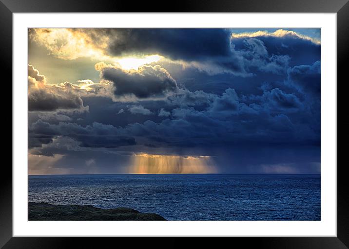 Rainstorm at sea.  Framed Mounted Print by Mark Godden