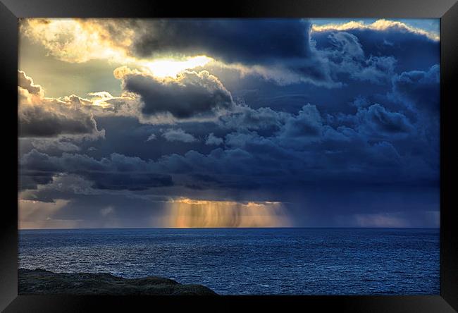 Rainstorm at sea.  Framed Print by Mark Godden