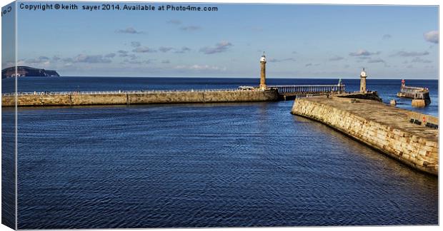  Entrance To Whitby Harbour  Canvas Print by keith sayer