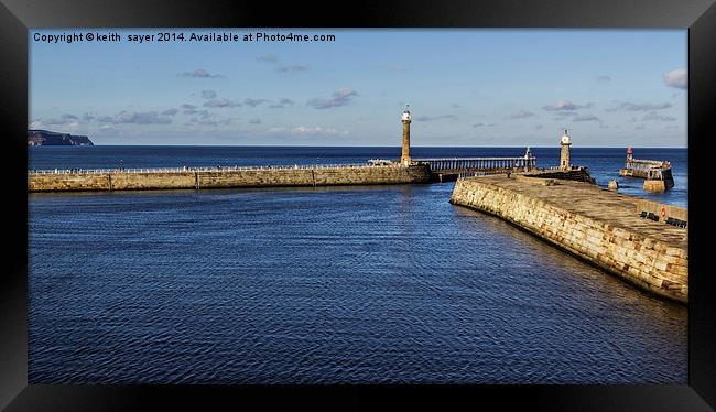  Entrance To Whitby Harbour  Framed Print by keith sayer