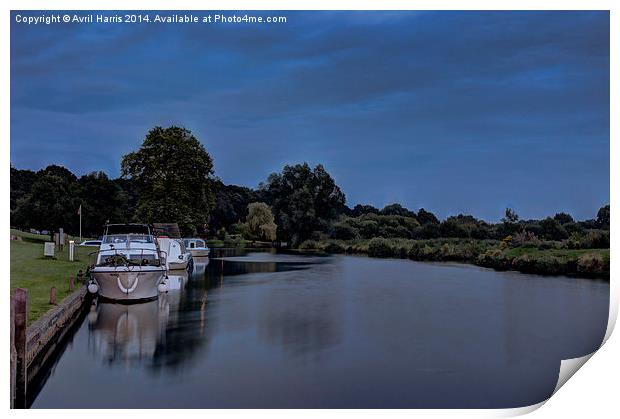  River Bure Coltishall at twilight Print by Avril Harris