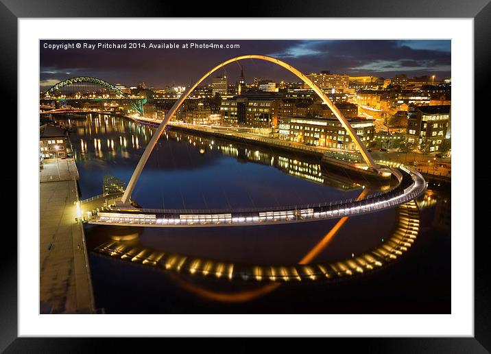  Millennium Bridge across the River Tyne Framed Mounted Print by Ray Pritchard