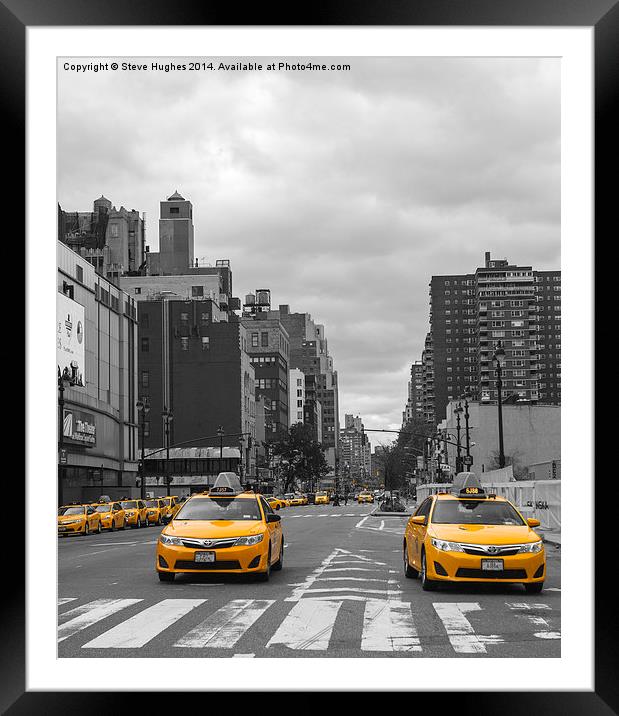 Yellow Taxi Cabs in New York Framed Mounted Print by Steve Hughes