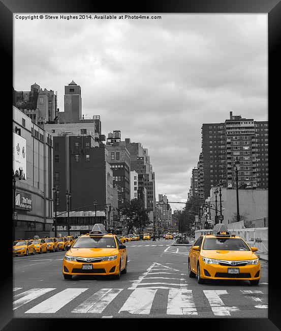  Yellow Taxi Cabs in New York Framed Print by Steve Hughes