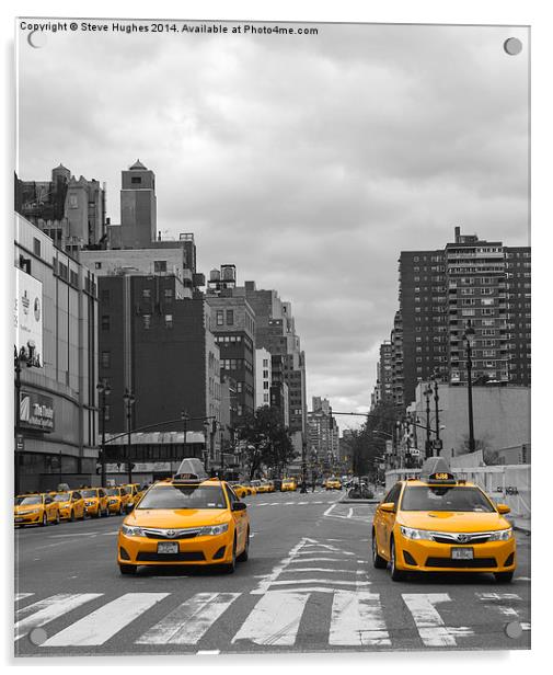  Yellow Taxi Cabs in New York Acrylic by Steve Hughes