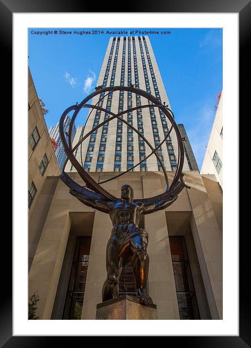 Bronze Statue at Rockefeller Centre Manhattan Framed Mounted Print by Steve Hughes